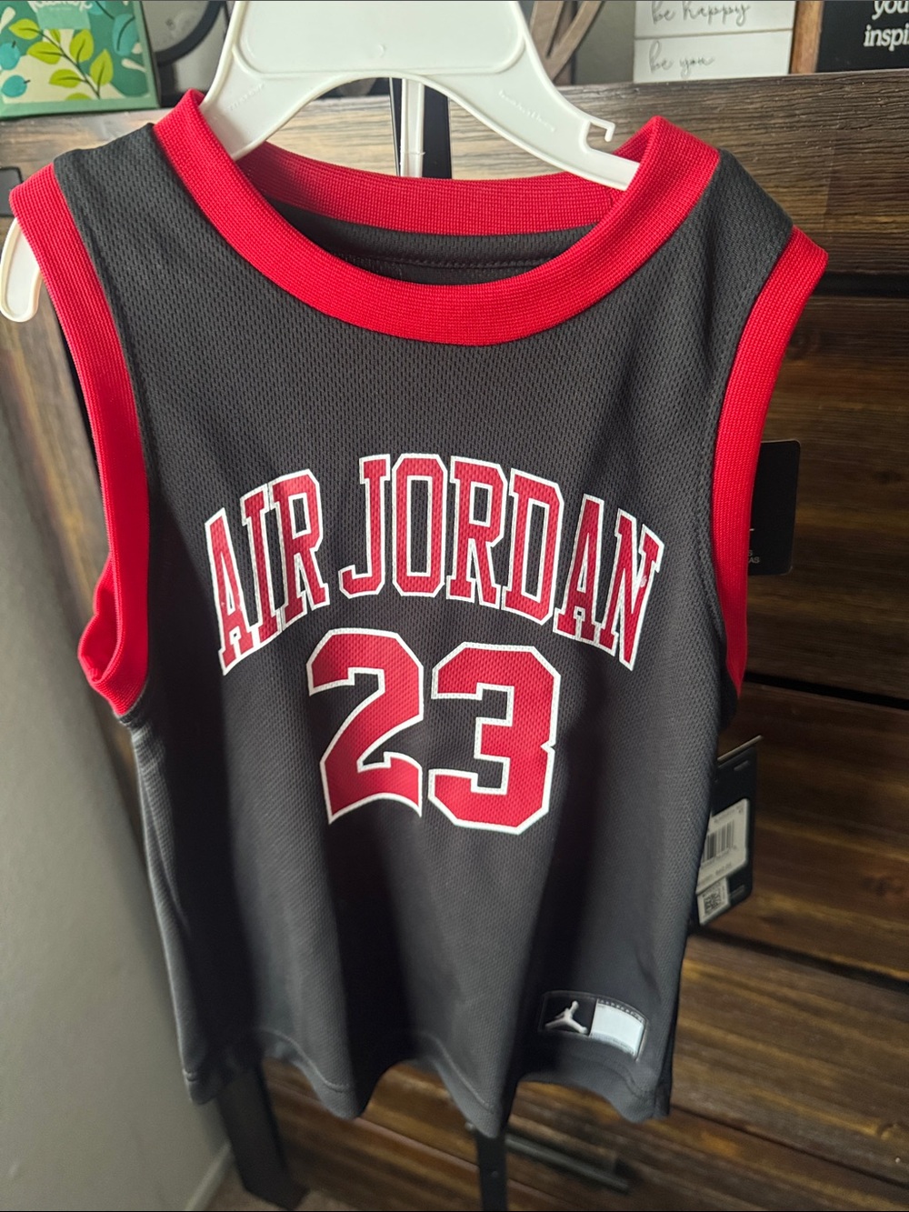 Jordan Black and Red 'Air Jordan 23' toddler Jersey short  set